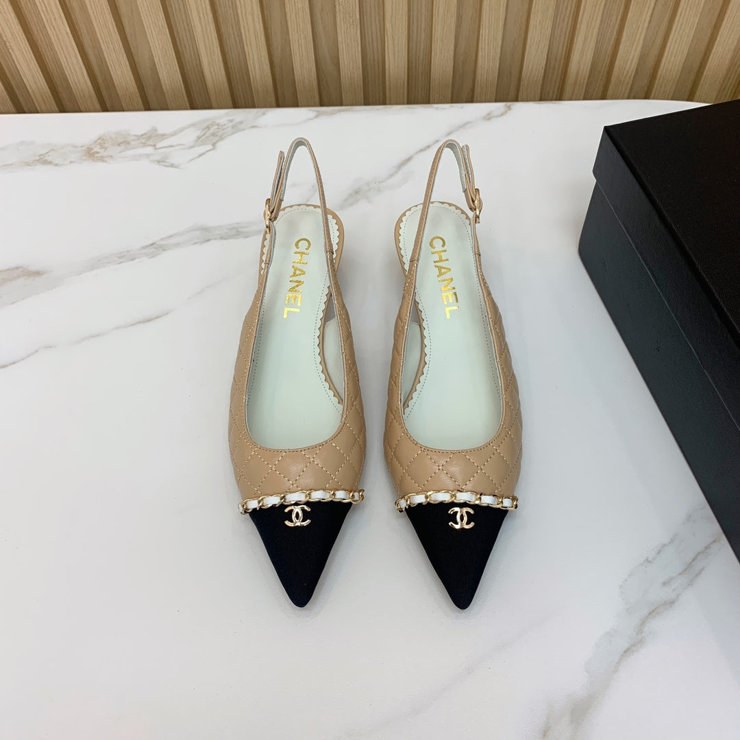 CC 26s Slingback 4.5cm Chain Beige Quilted Lambskin 792609