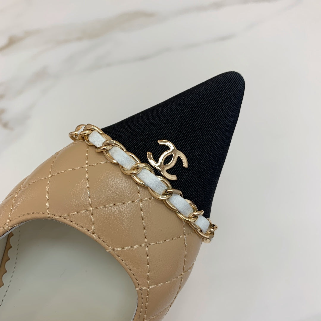 CC 26s Slingback 4.5cm Chain Beige Quilted Lambskin 792609