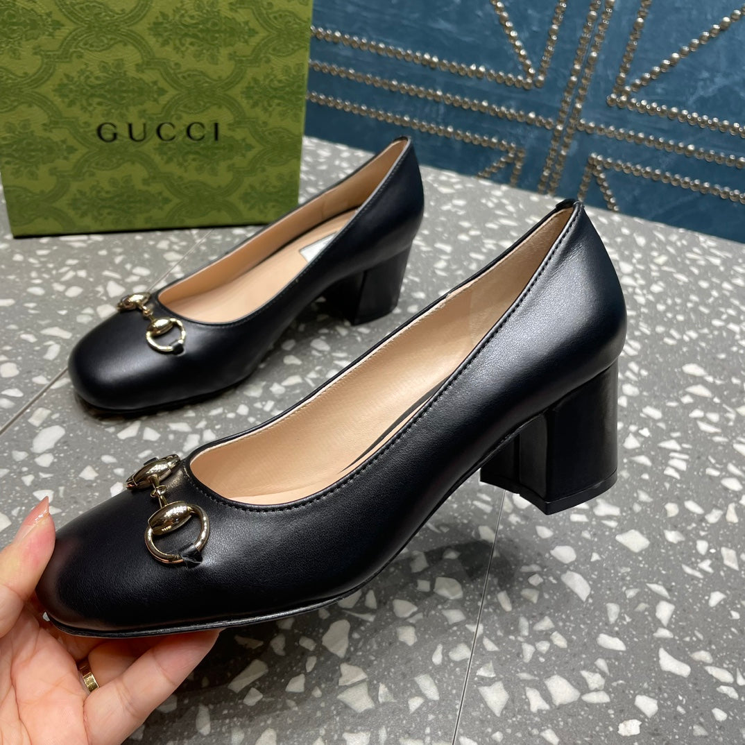 HIGH PUMP 55MM IN BLACK SHEEPSKIN