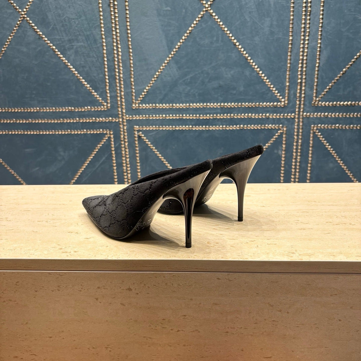 GG High-Heeled Mule 10.5cm Black Velvet 741291