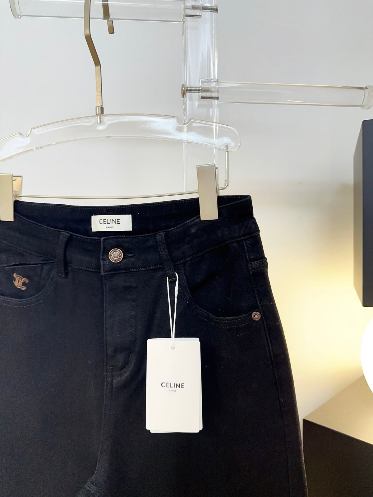 Celine 26s Jeans Wide-Leg Black Denim 996787
