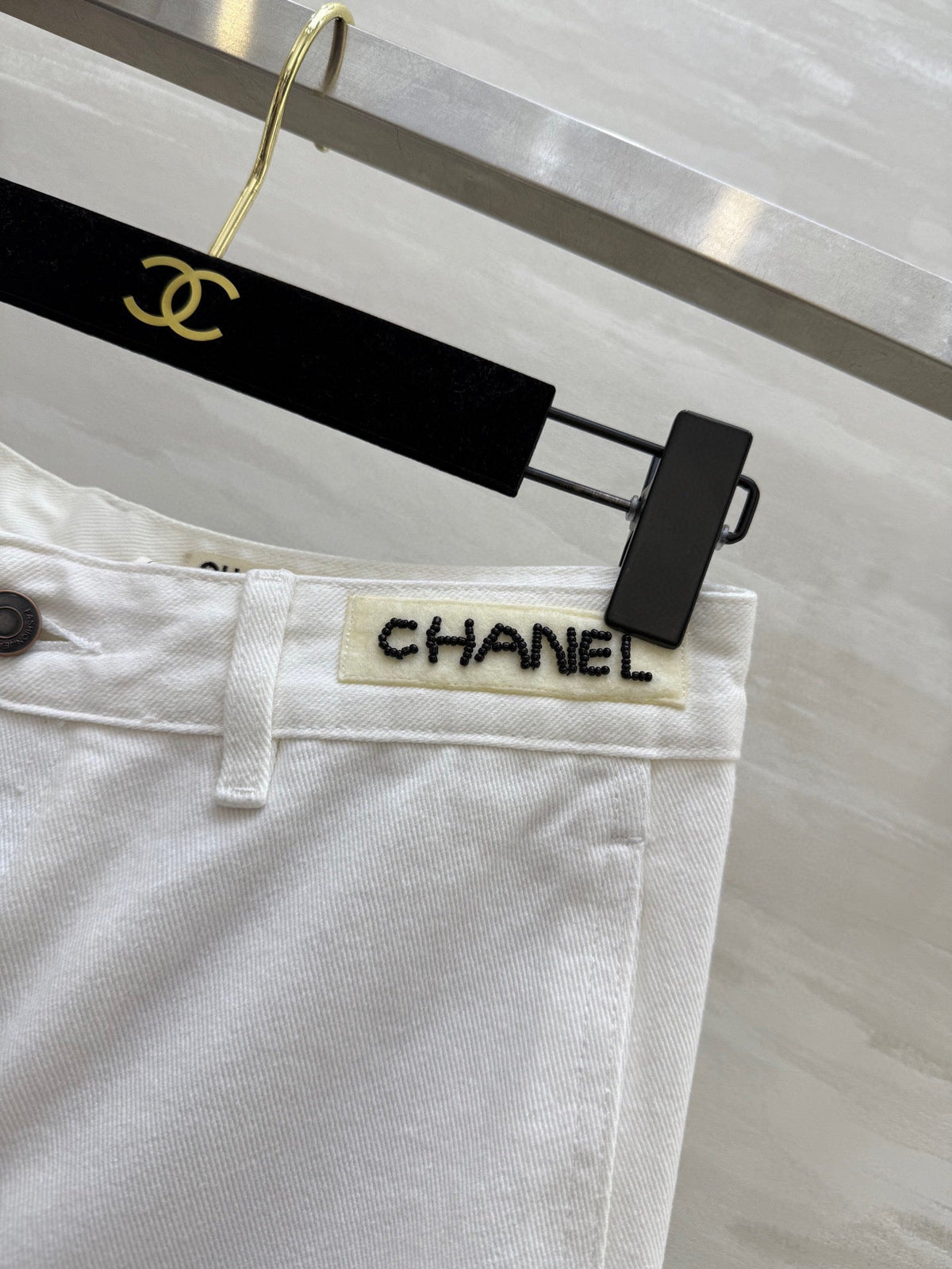 CC Beaded Jeans White Cotton