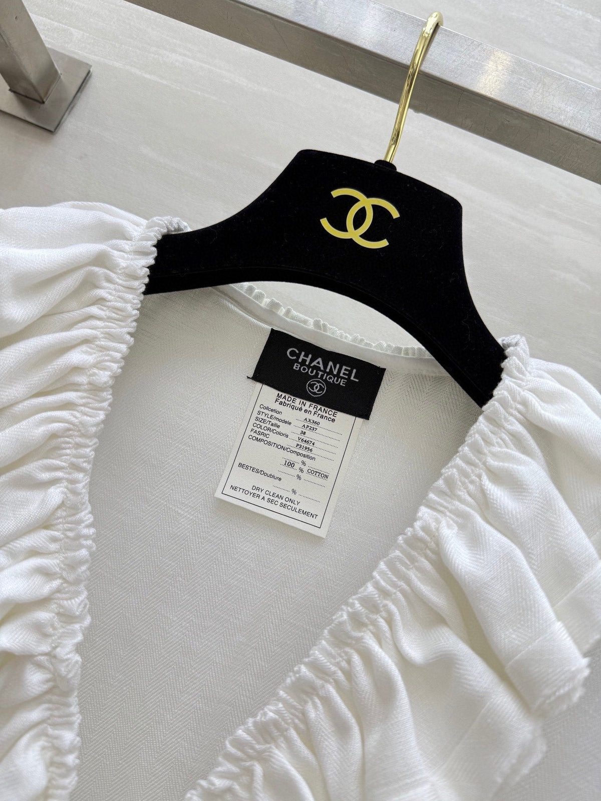 CC Pleated Shirt White Cotton Linen 343303