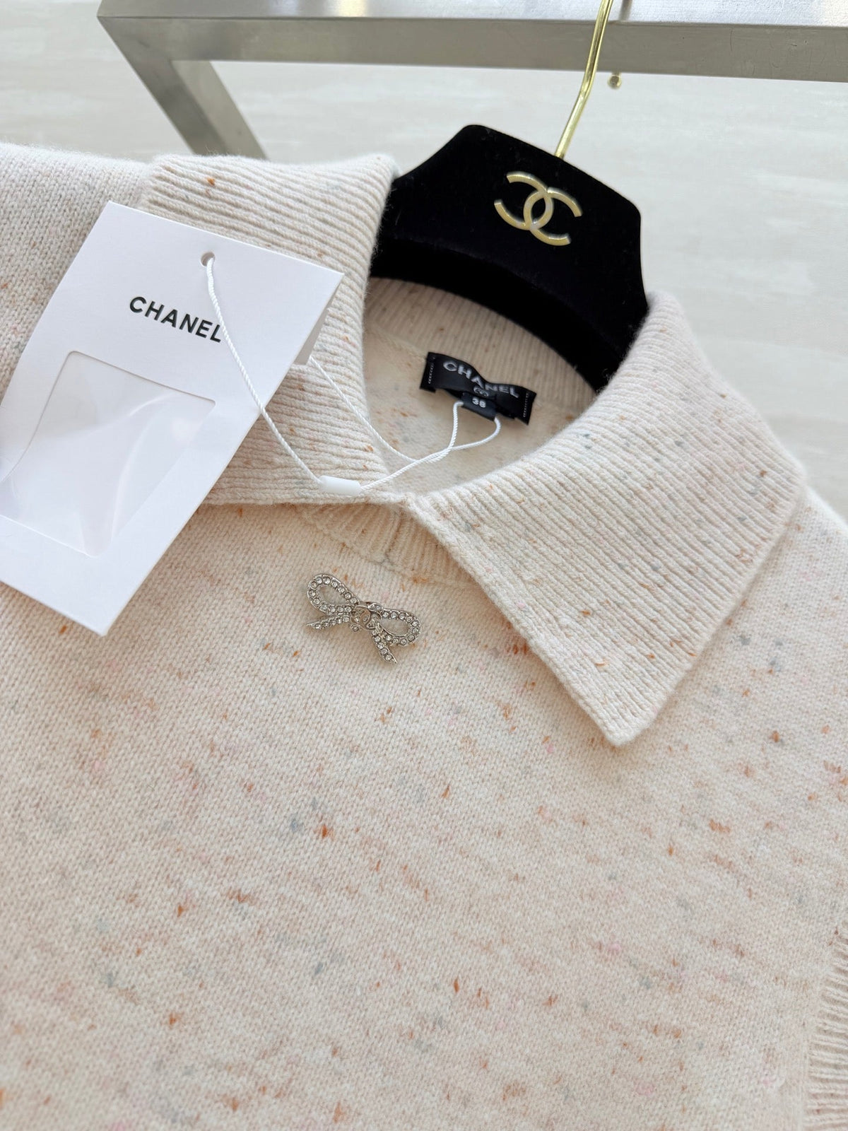 CC Collared Knit Vest Ivory Wool 344711