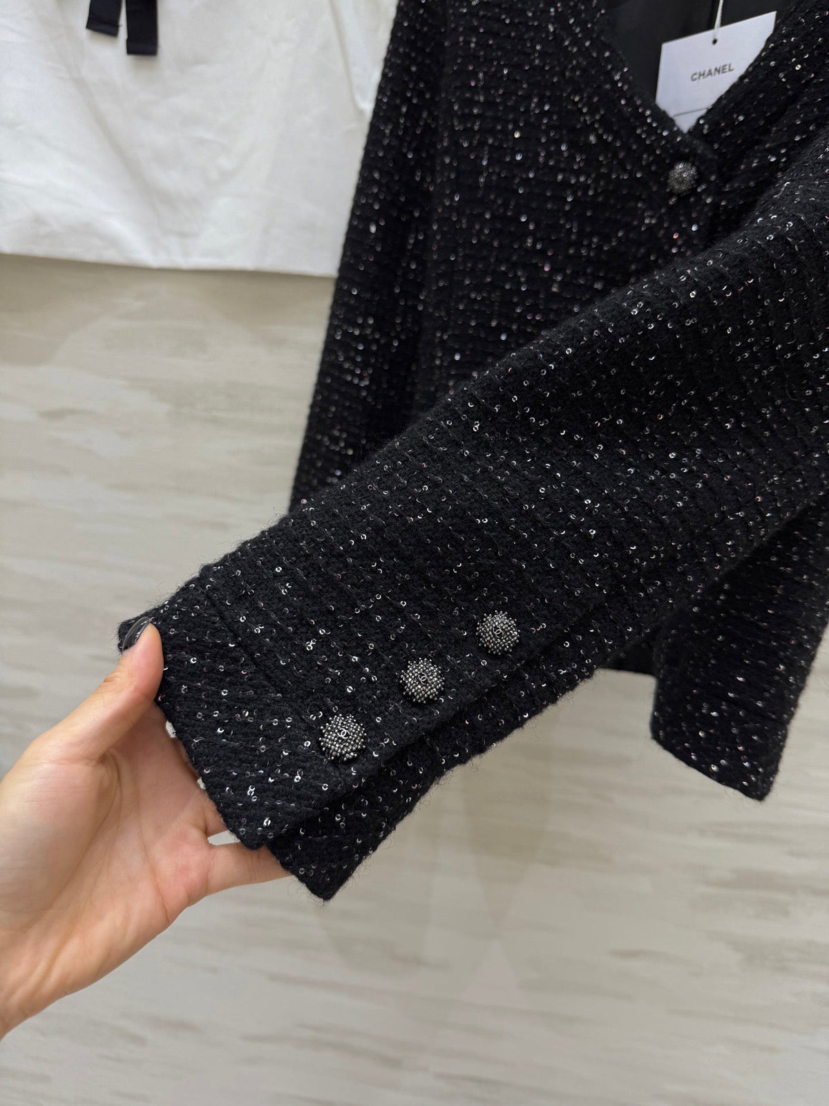 CC 26s Jacket Black Sparkling Sequined Tweed 352318