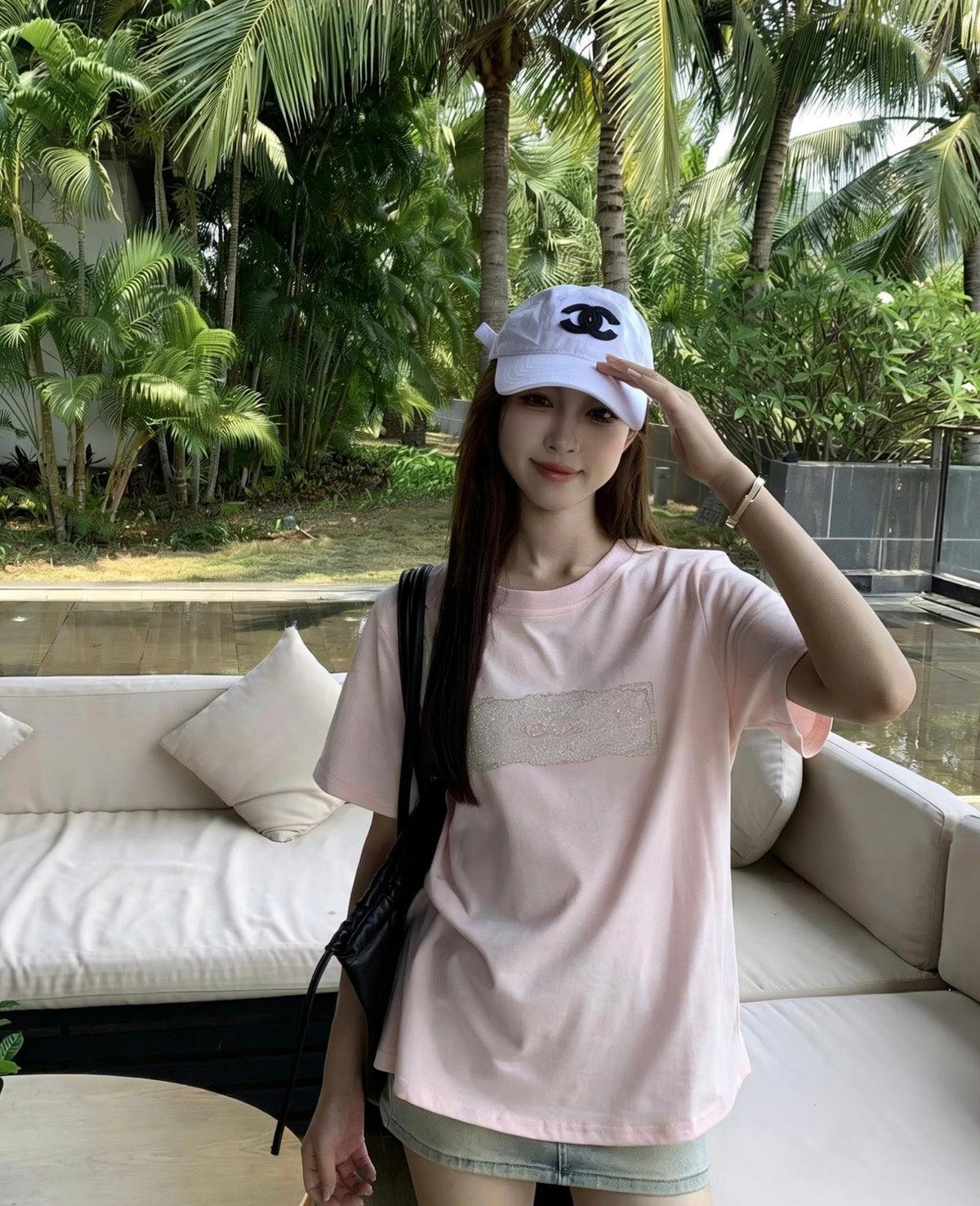 CC 26s Embroidered T-Shirt Light Pink Cotton 363665