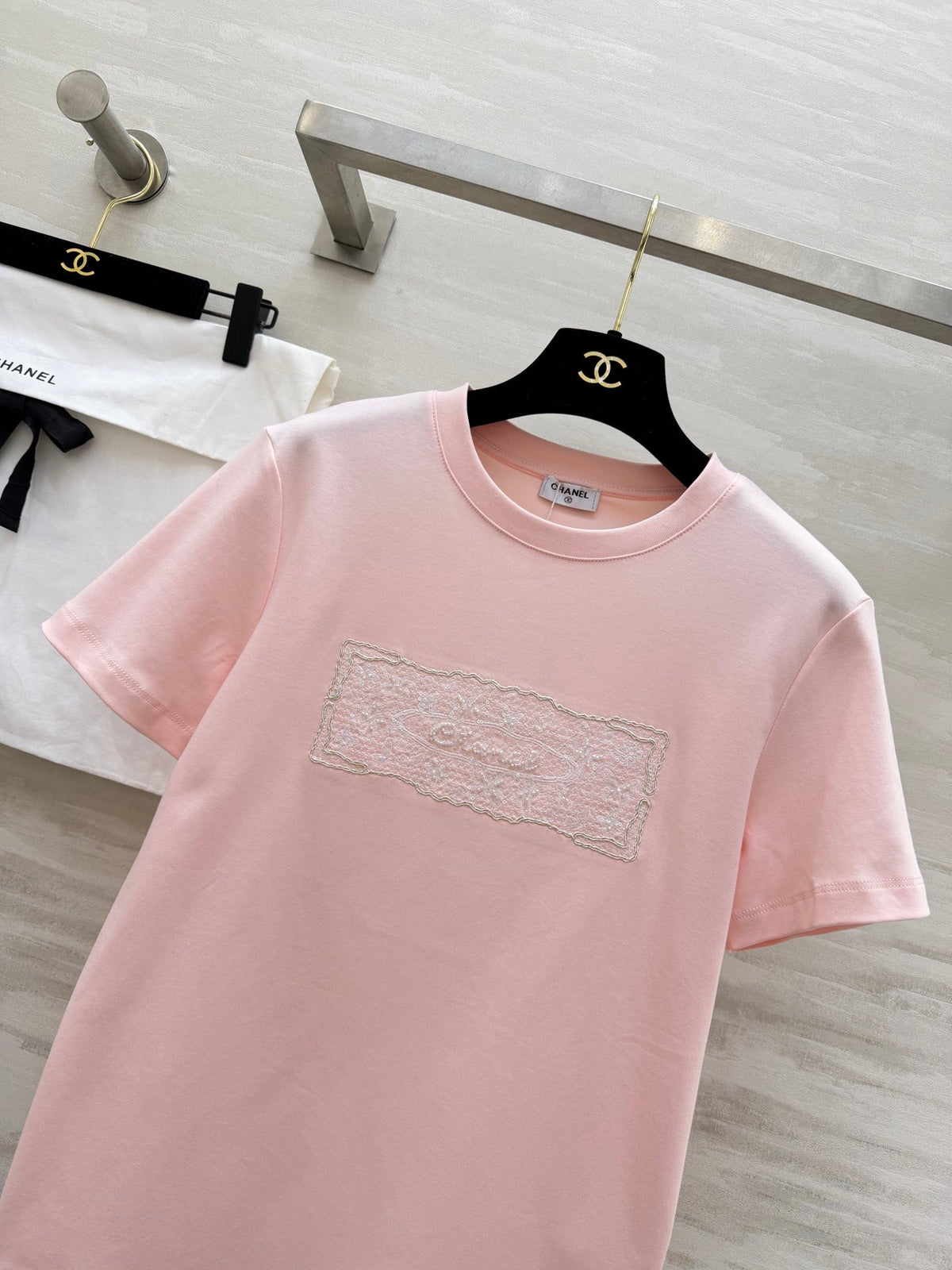 CC 26s Embroidered T-Shirt Light Pink Cotton 363665