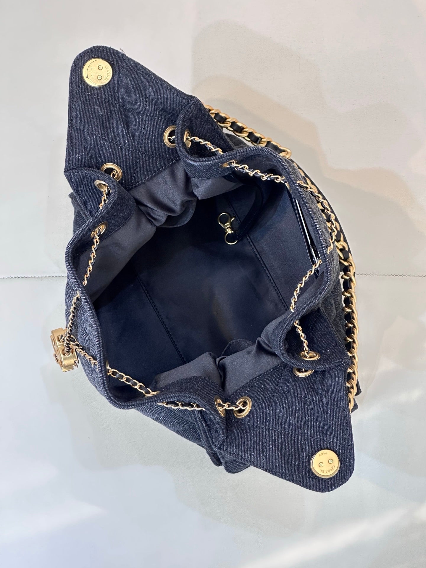 CC 25C Hobo Bags 40cm Dark Blue Mix White Denim
