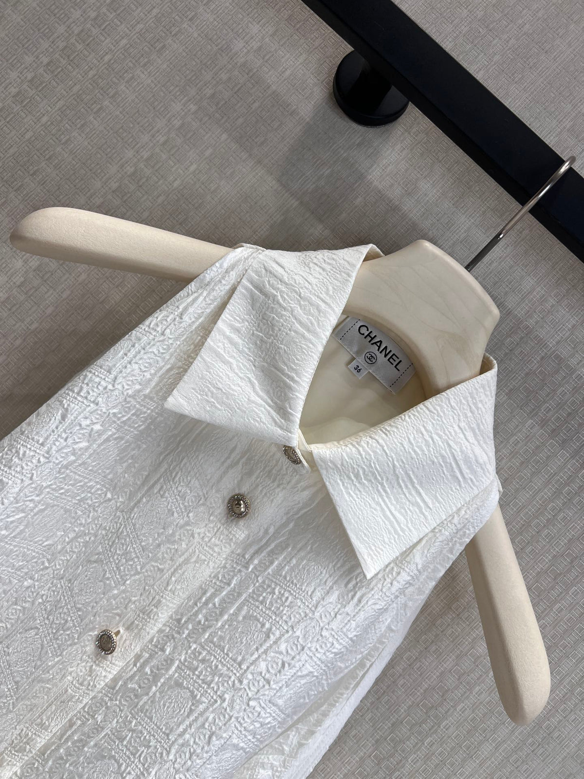 CC 26s Long-sleeved Shirt White Silk Jacquard 370149