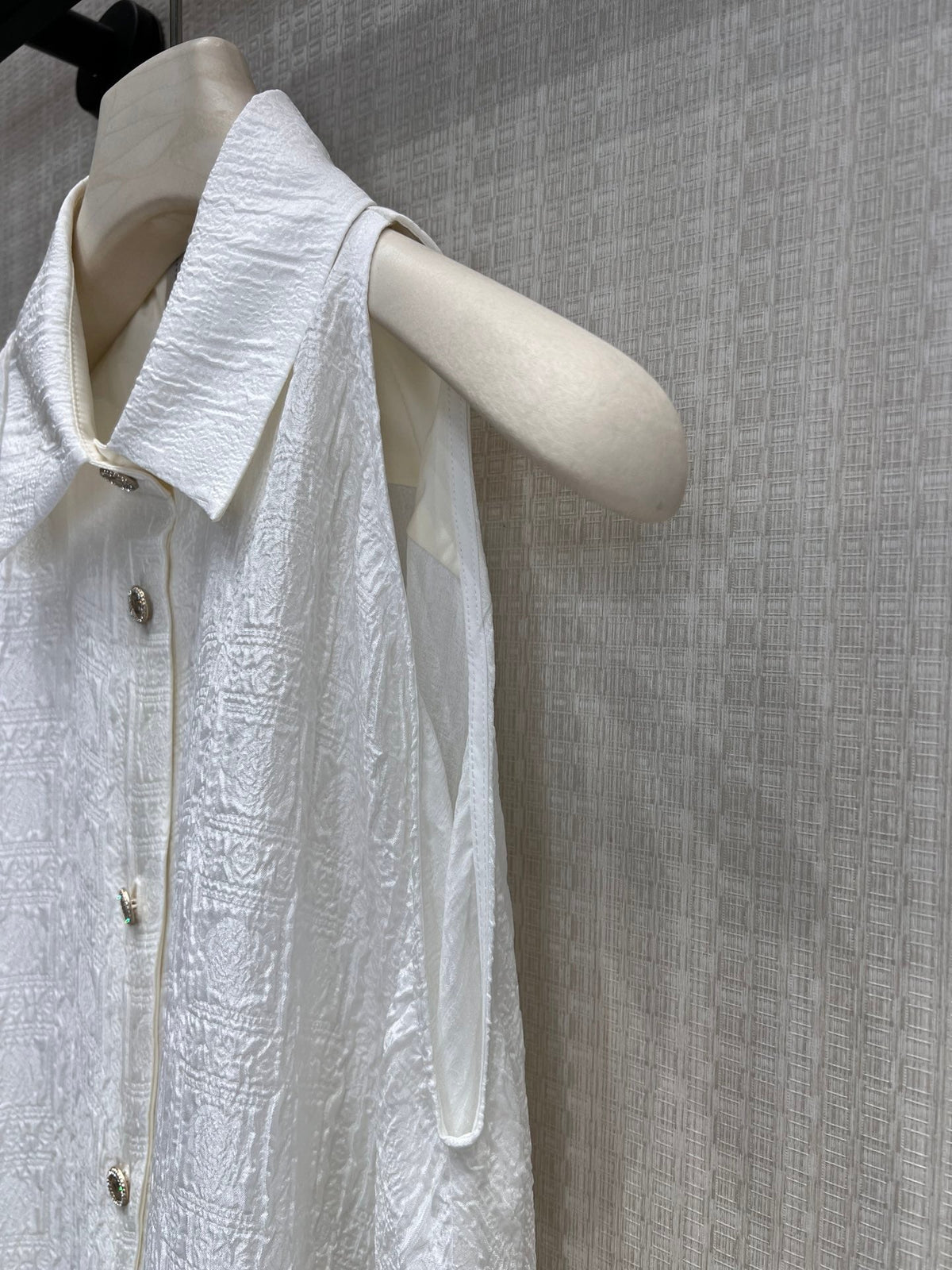 CC 26s Long-sleeved Shirt White Silk Jacquard 370149