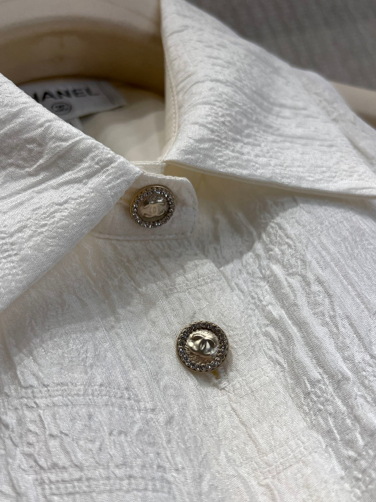 CC 26s Long-sleeved Shirt White Silk Jacquard 370149