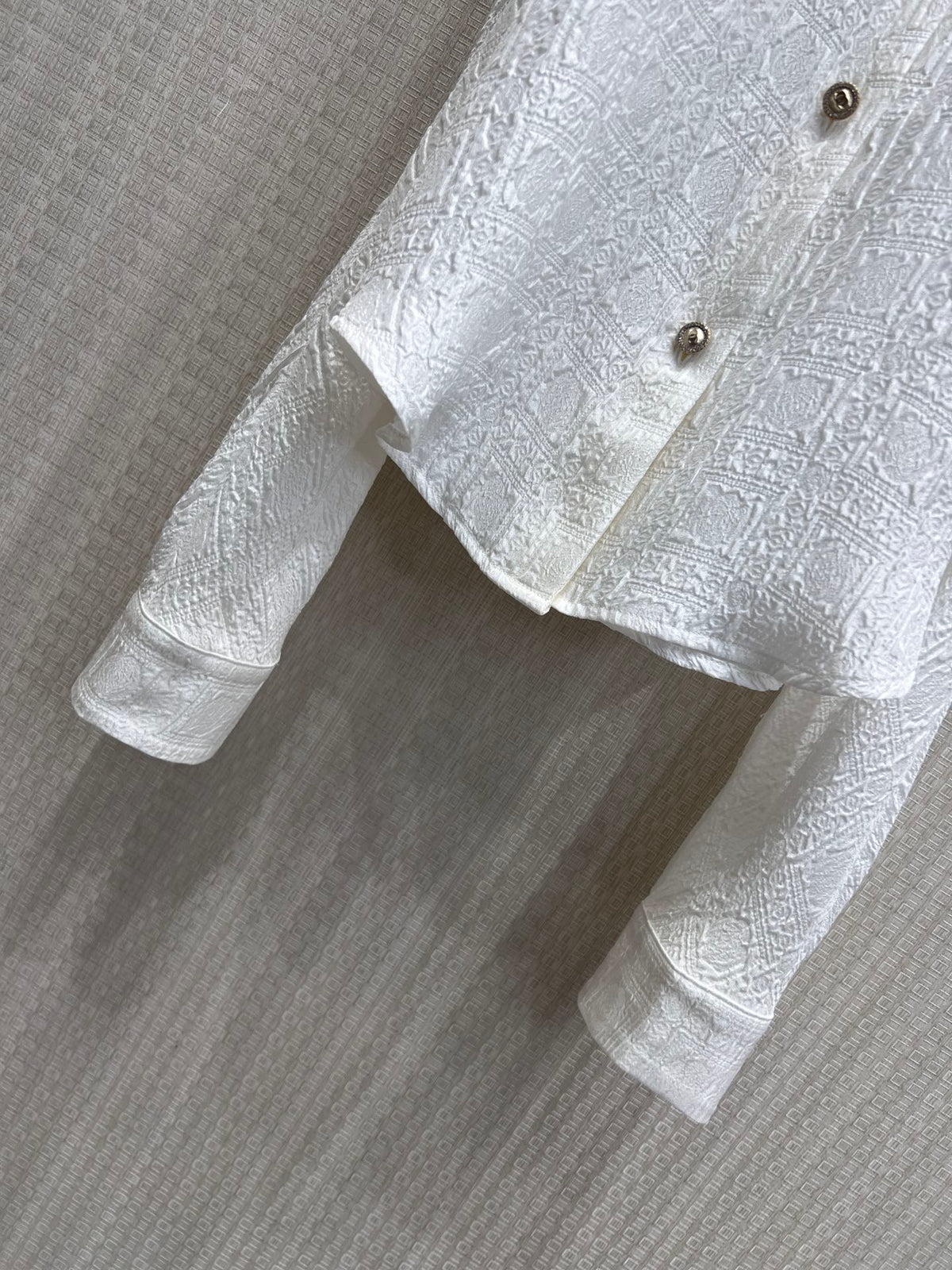 CC 26s Long-sleeved Shirt White Silk Jacquard 370149