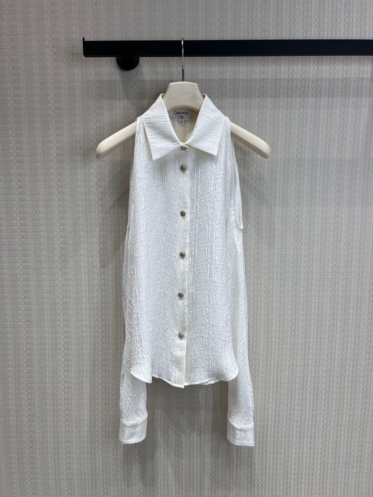 CC 26s Long-sleeved Shirt White Silk Jacquard 370149