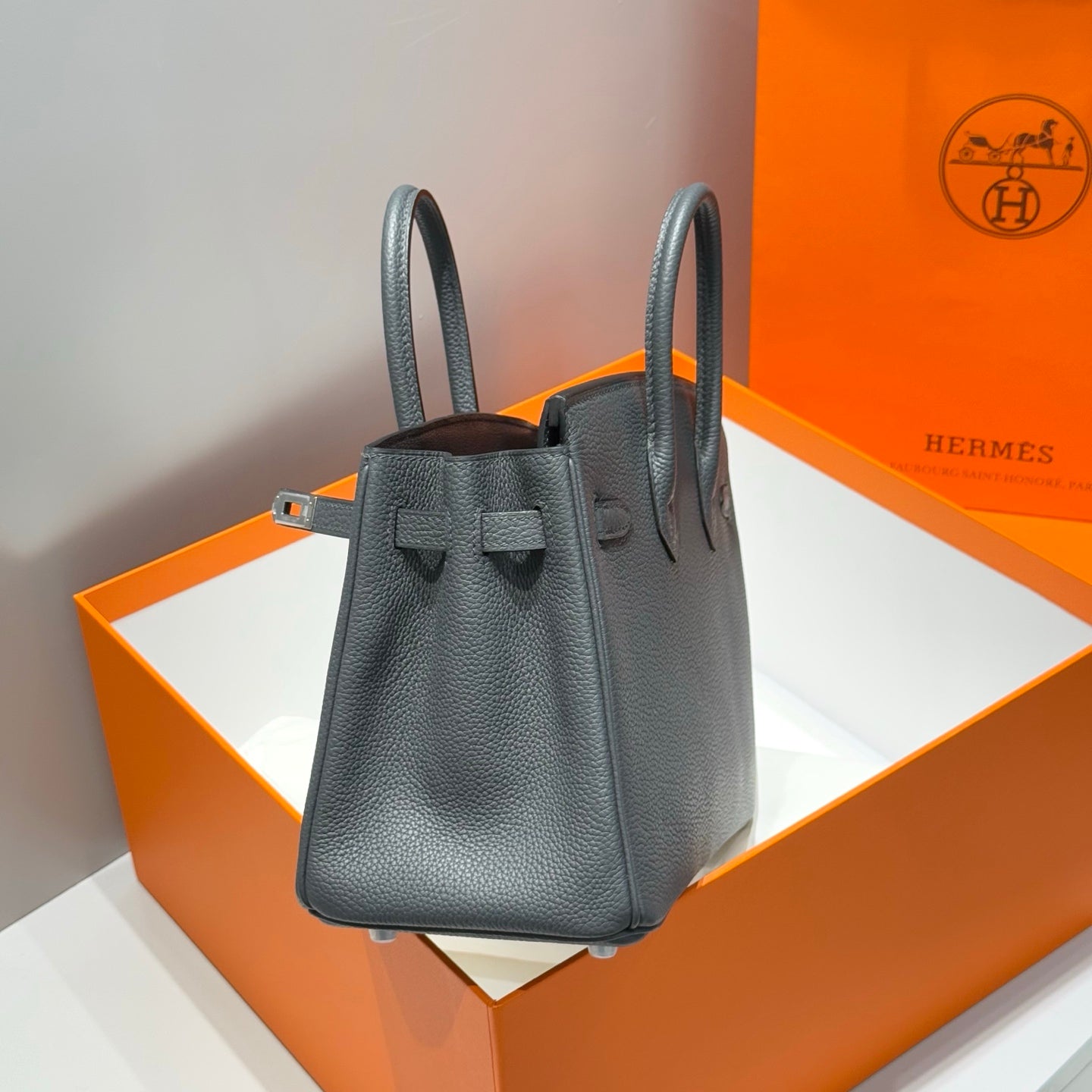 Hermes Birkin Slate Grey Silver Buckle Calfskin 255632