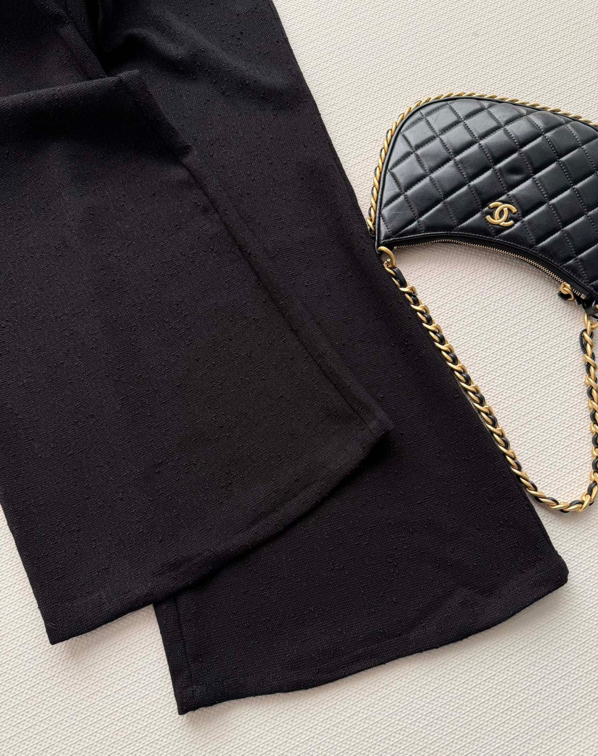 CC 26s Flared Trousers Black Wool Viscose 338888