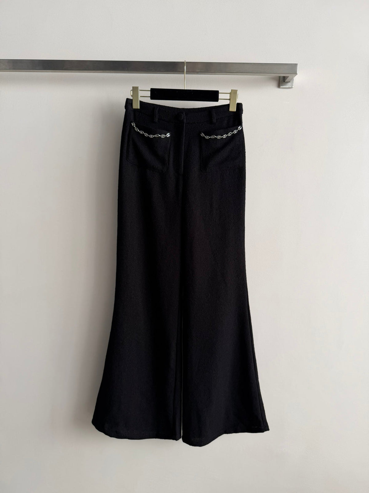 CC 26s Flared Trousers Black Wool Viscose 338888