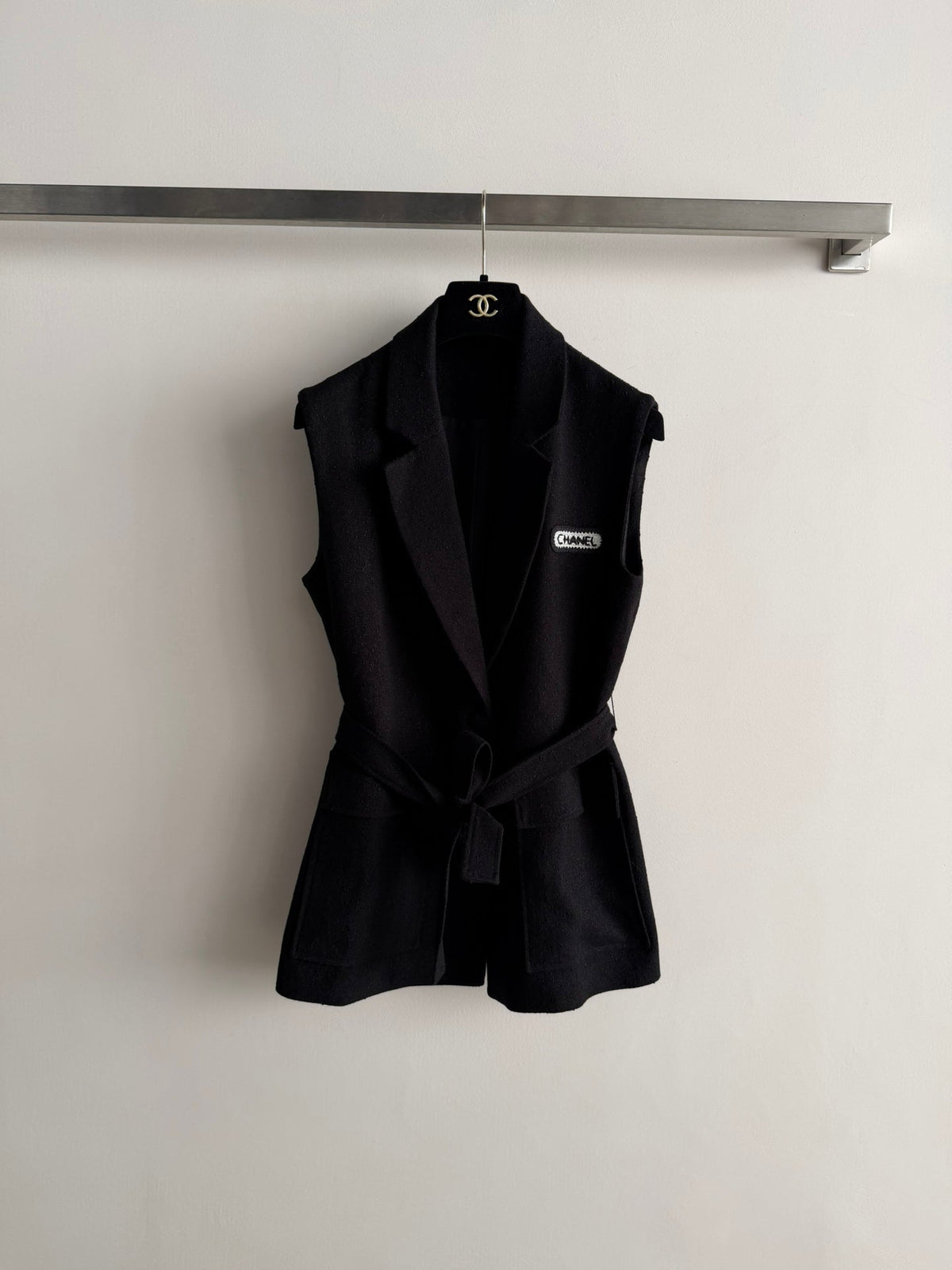 CC 26s Vest Black Wool Viscose 338885