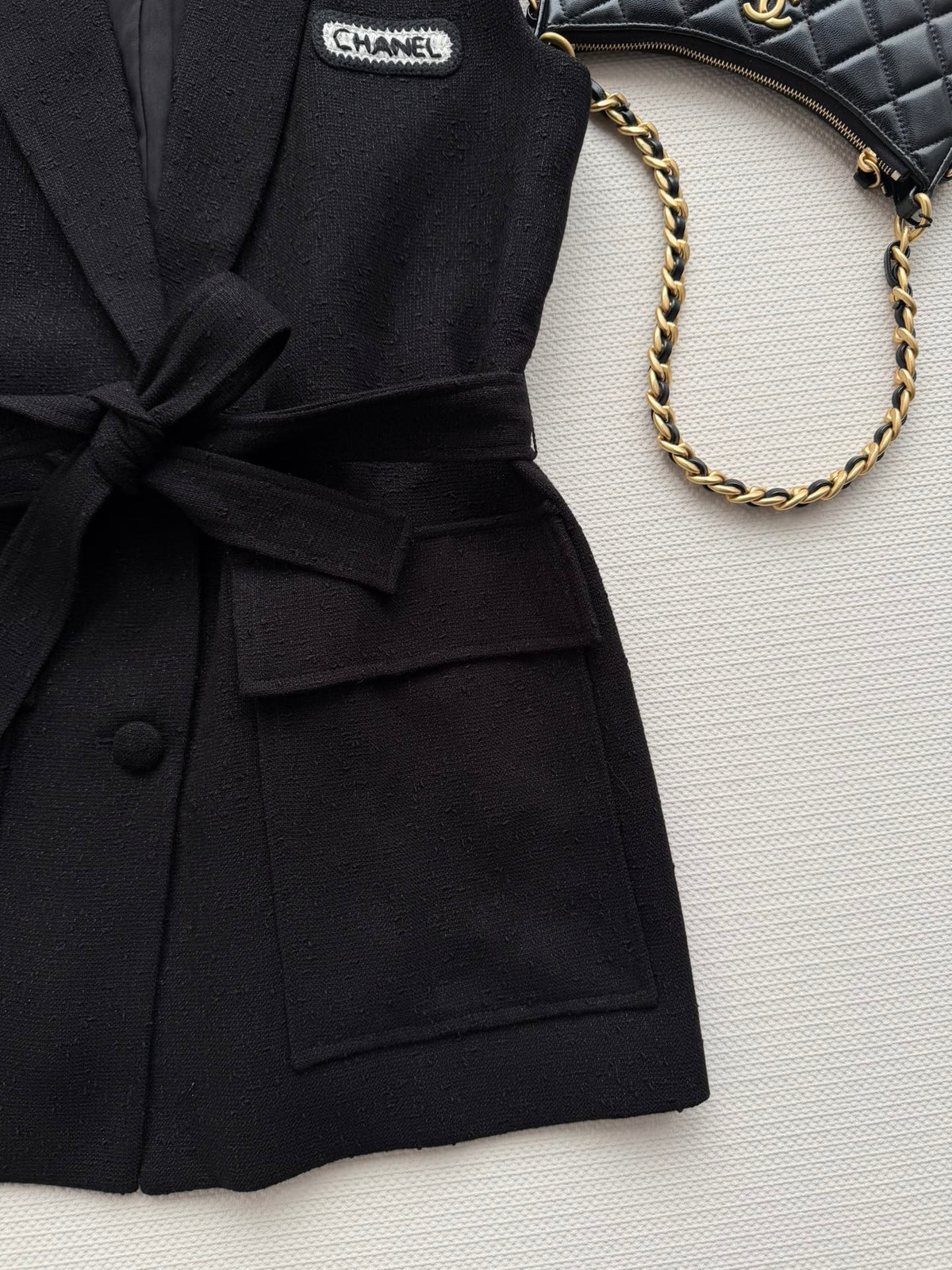 CC 26s Vest Black Wool Viscose 338885