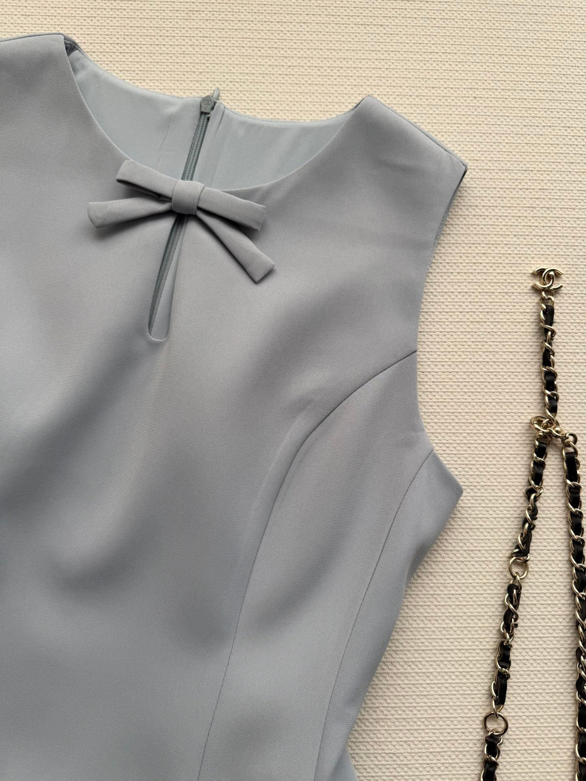 CC Bow-Tie Sleeveless Dress Light Blue Polyester 352969