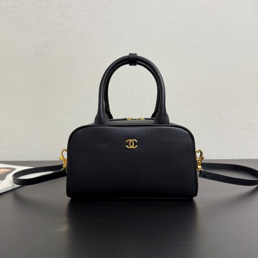 CC 26B Mini Bowling Balls Bag Black Calfskin