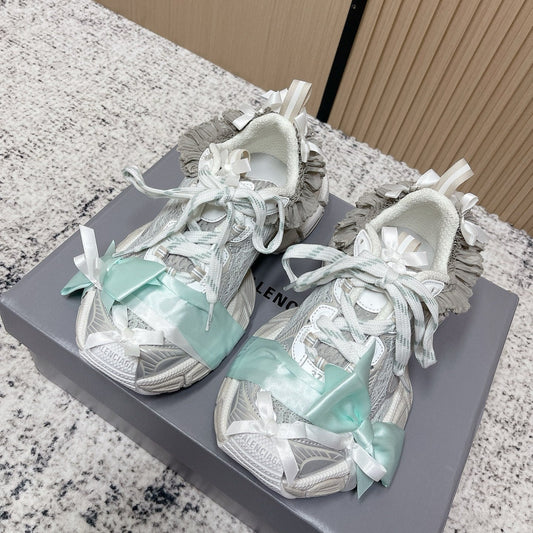 Balenciaga Sneaker Mesh Lace-up Light Blue Gray Fabric 534186