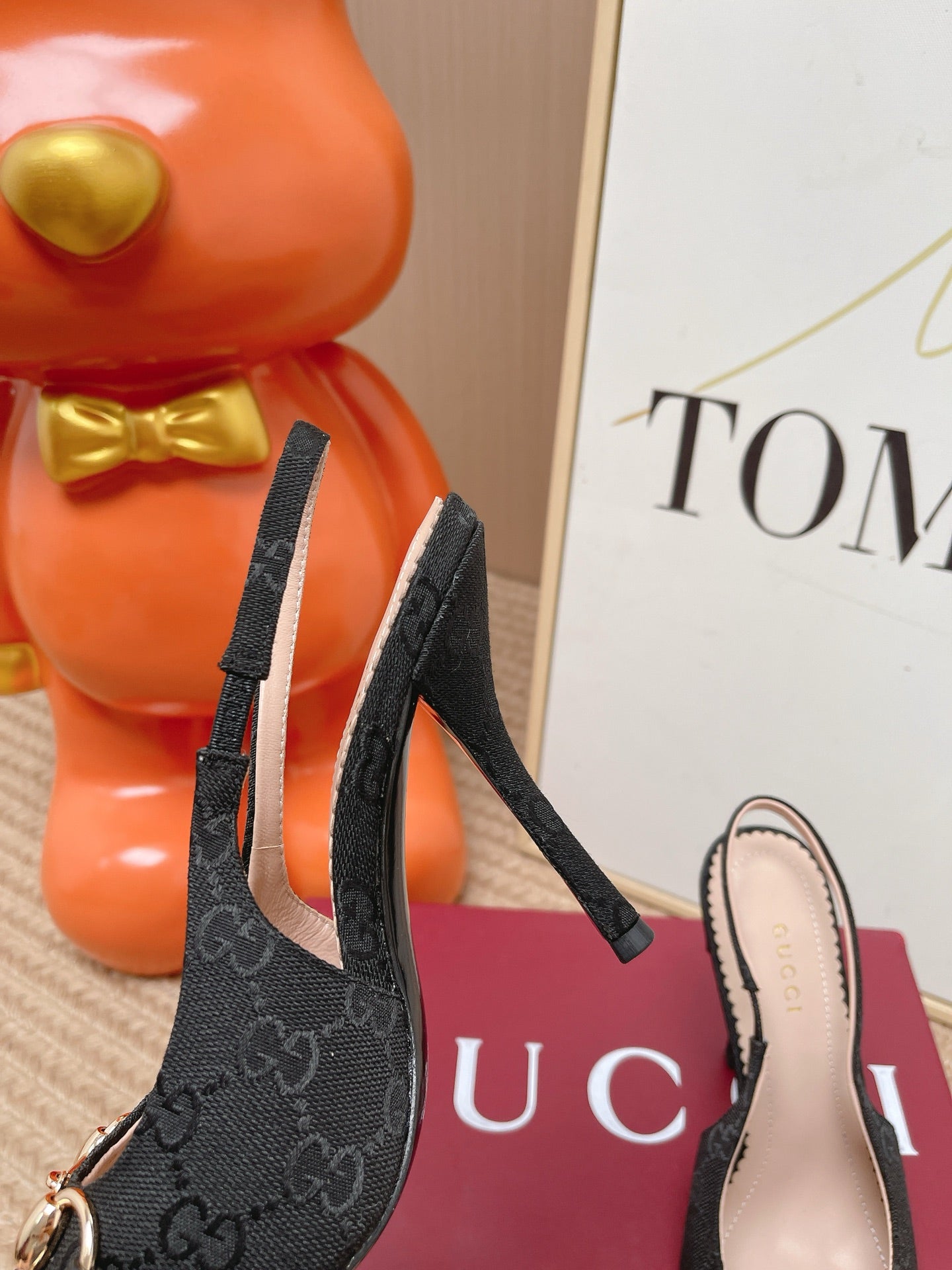 GG 26s Slingback Pump 10.5cm With Horsebit Black Leather Canvas 901313