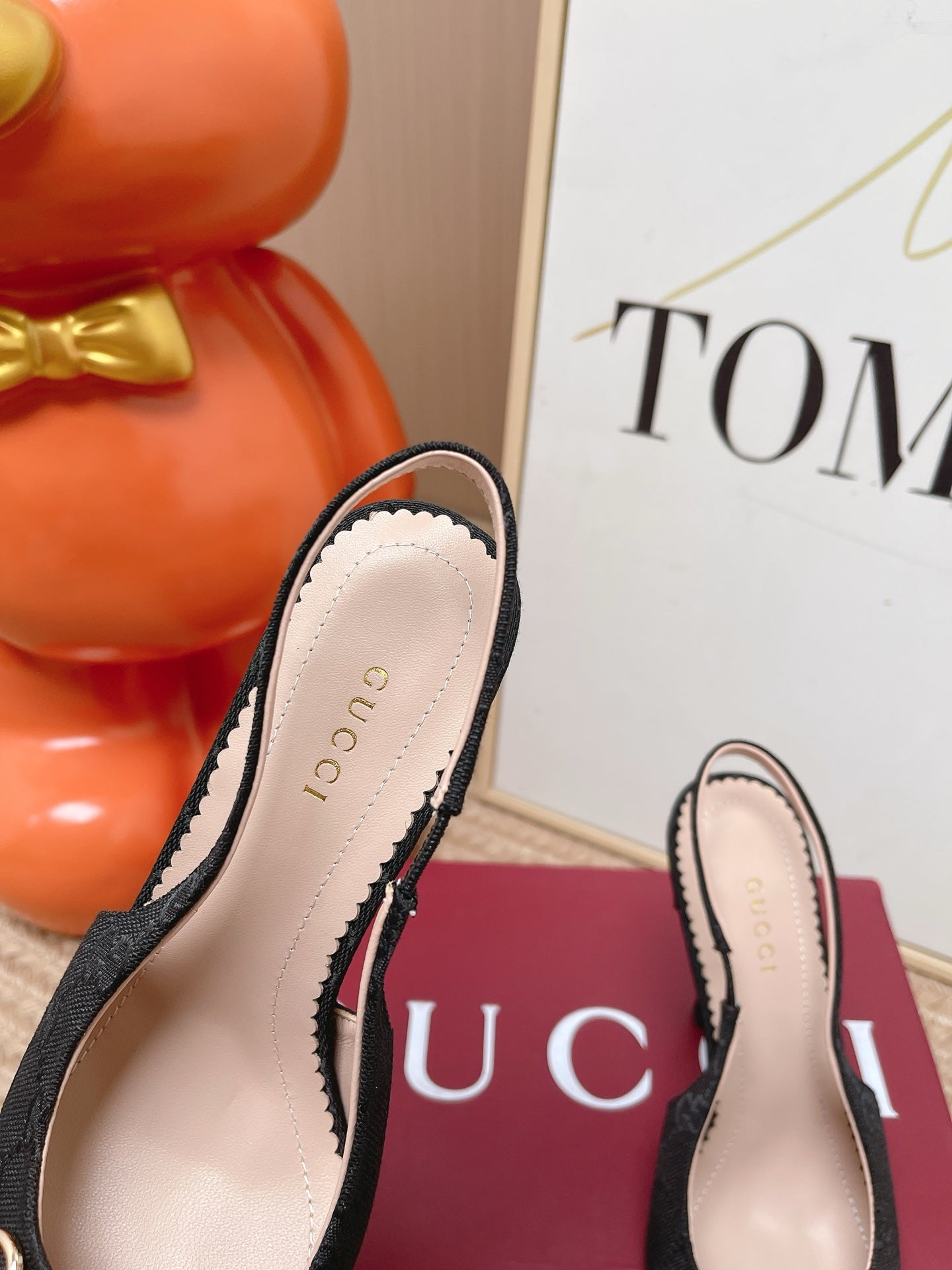 GG 26s Slingback Pump 10.5cm With Horsebit Black Leather Canvas 901313