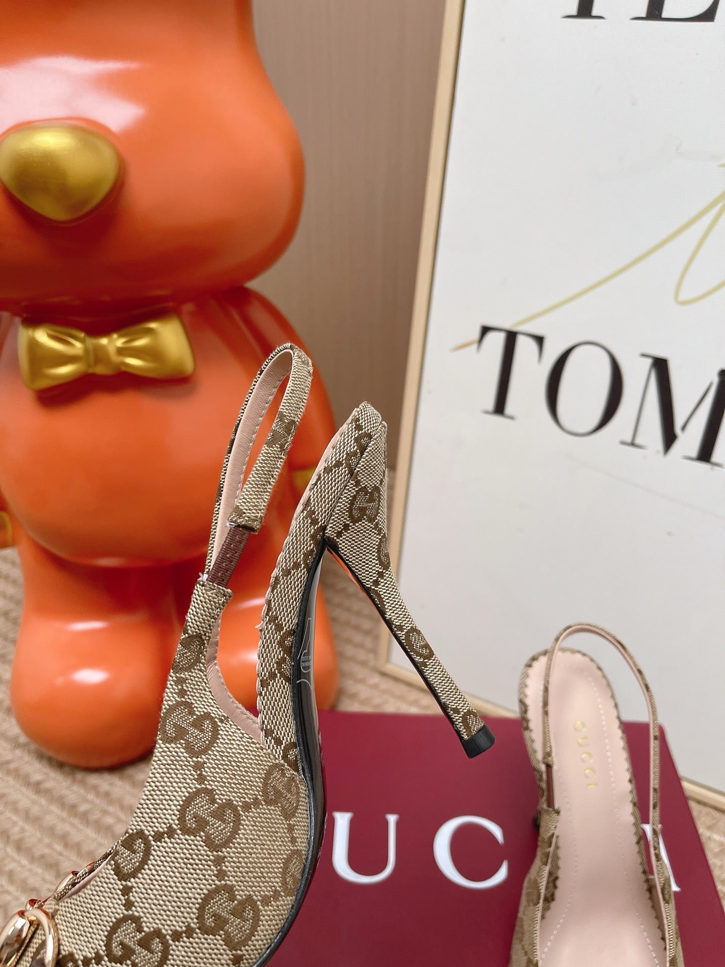 GG 26s Slingback Pump 10.5cm With Horsebit Coffee Beige Canvas 901315