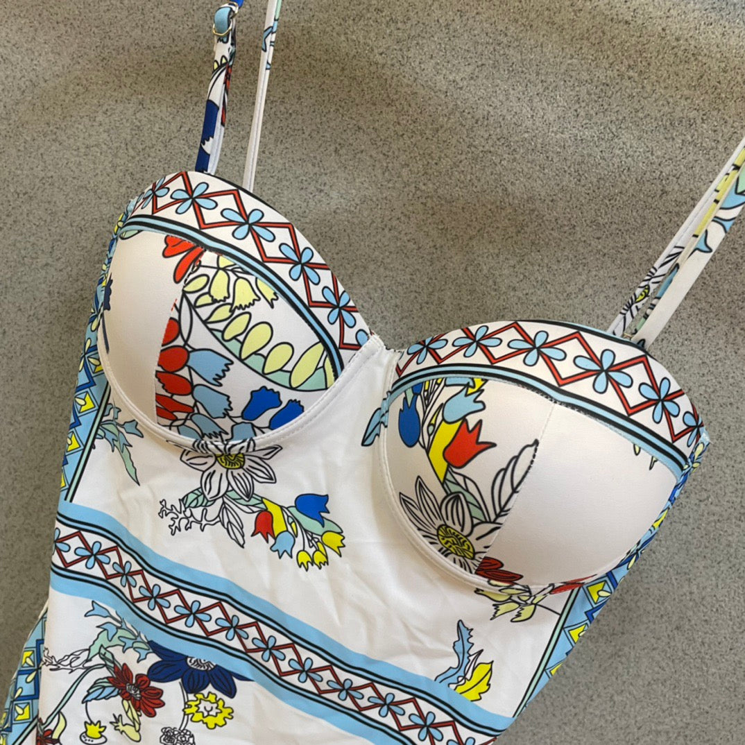 Versace One-Piece Bikini Blue Colorful 201829