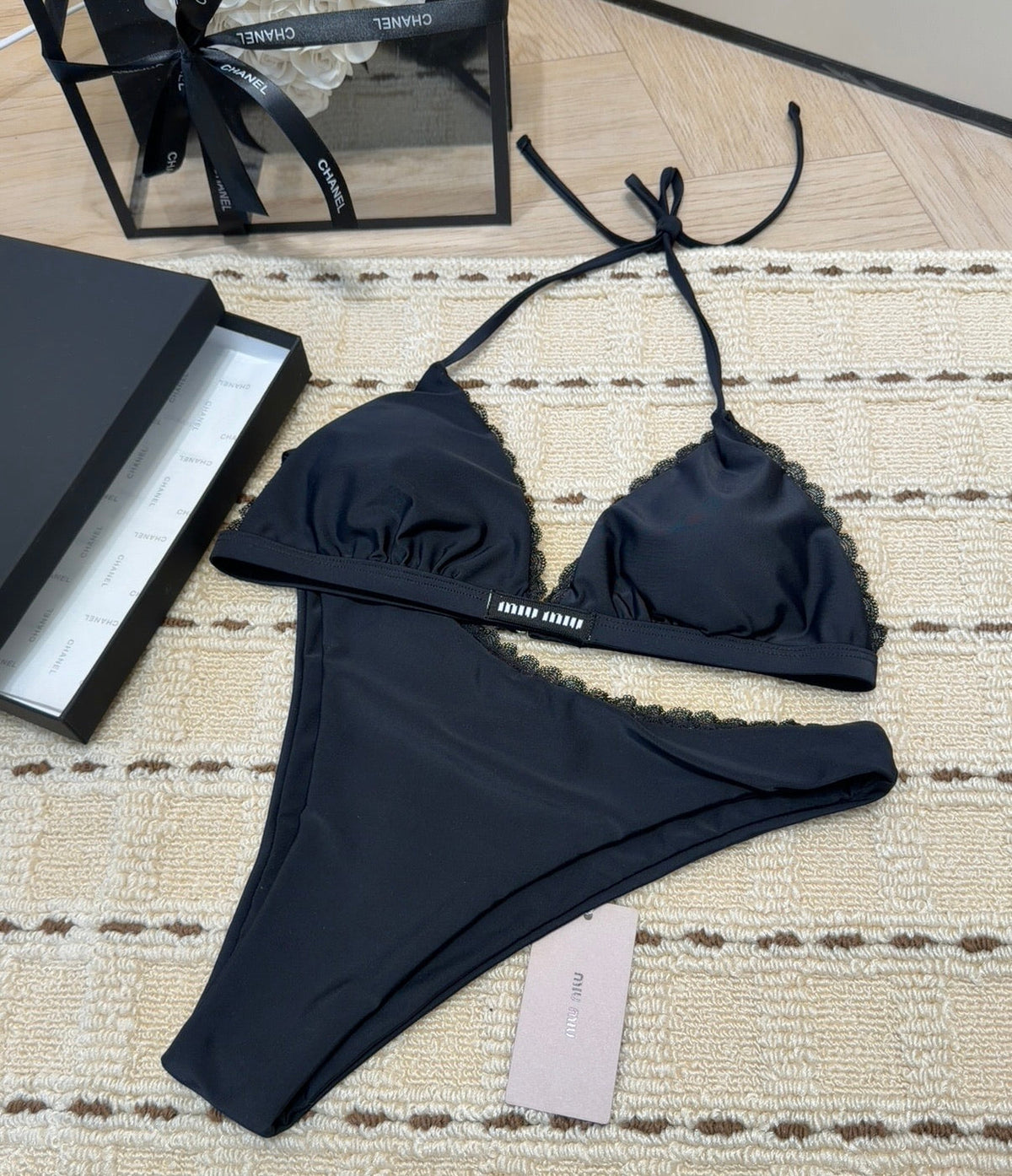 Miu Swimsuits Black Cotton 180544