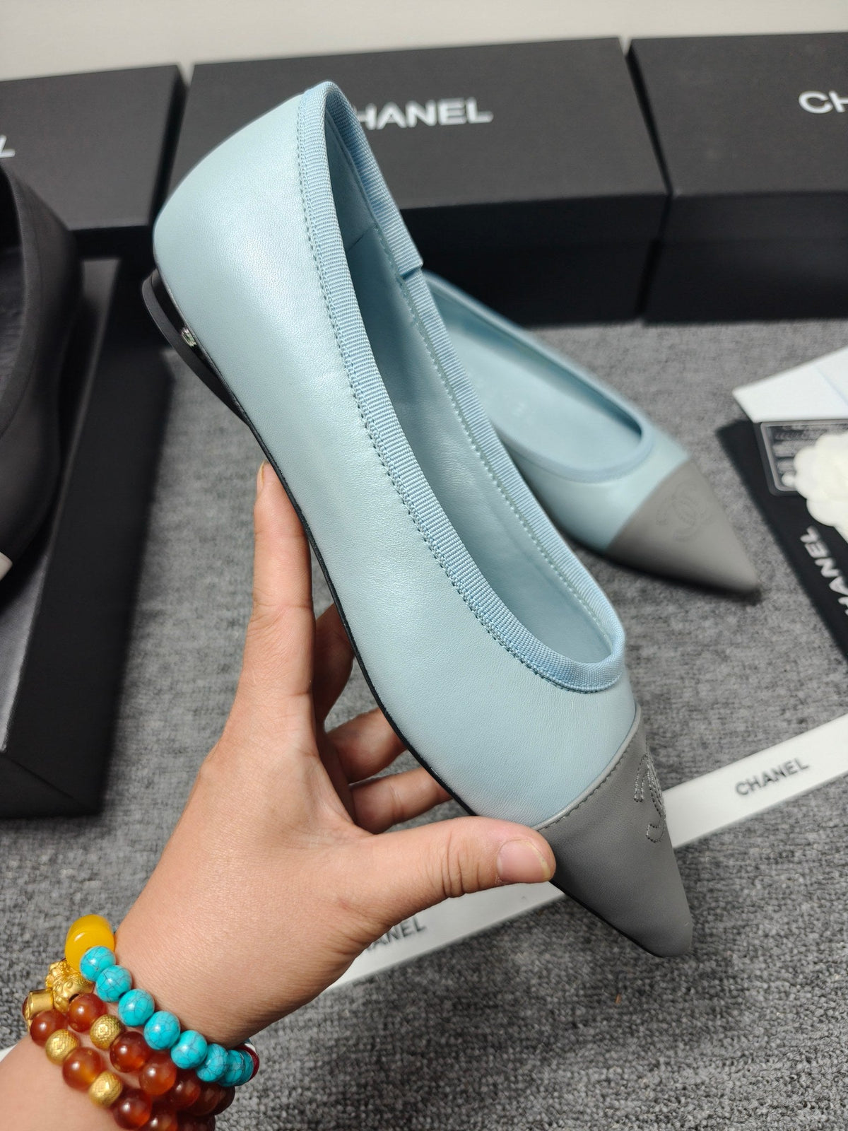 CC 26s Ballet Flat Grey Blue Leather 681970