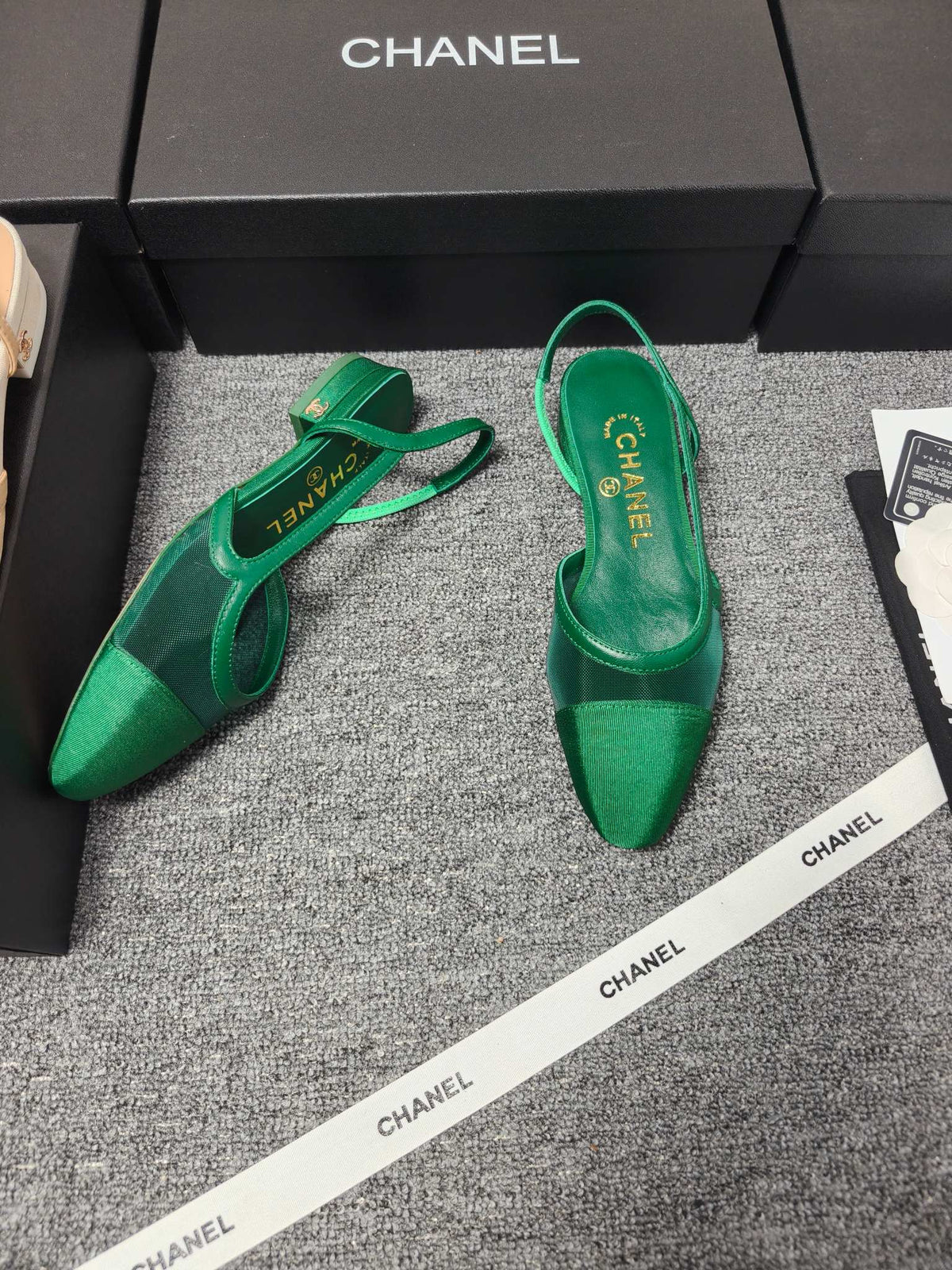 CC 26s Slingback Green Mesh Fabric Sheepskin 681999