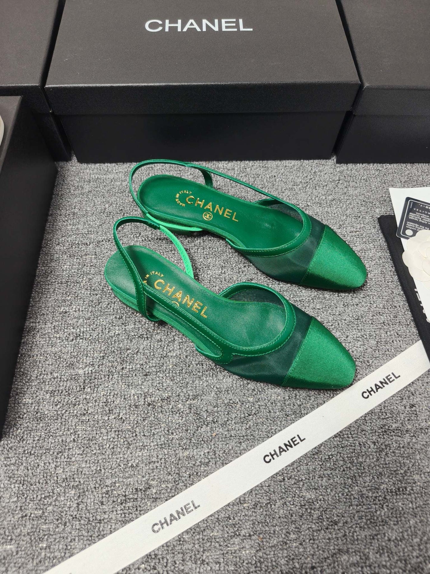 CC 26s Slingback Green Mesh Fabric Sheepskin 681999