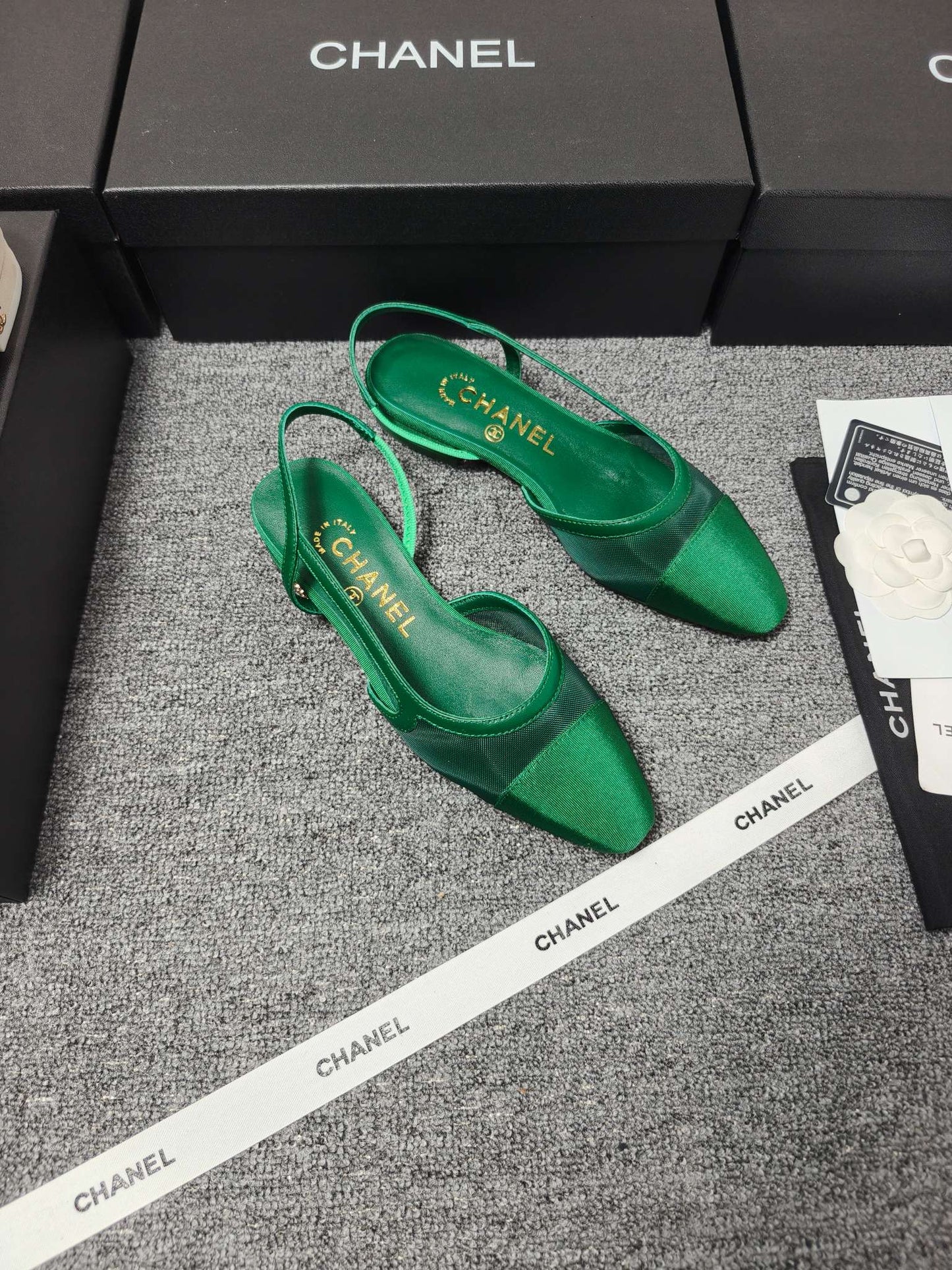 CC 26s Slingback Green Mesh Fabric Sheepskin 681999