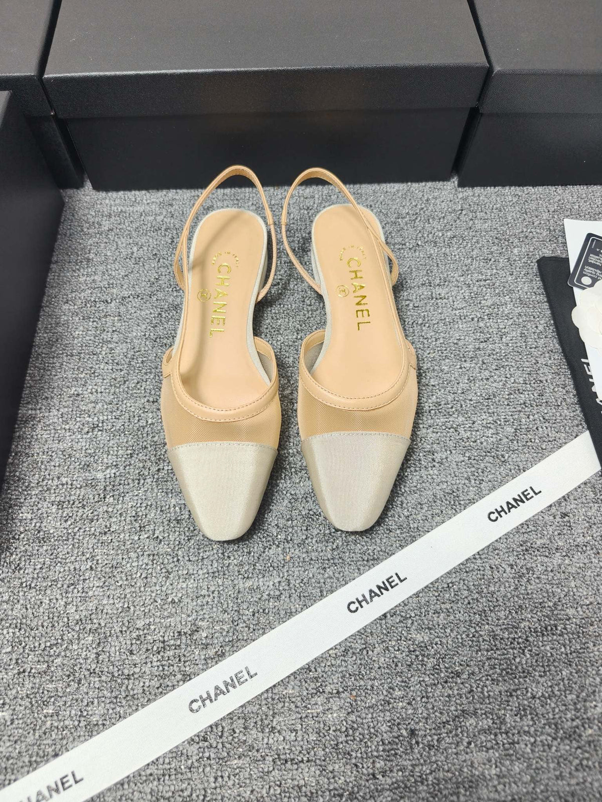CC 26s Slingback Beige Mesh Fabric Sheepskin 682001