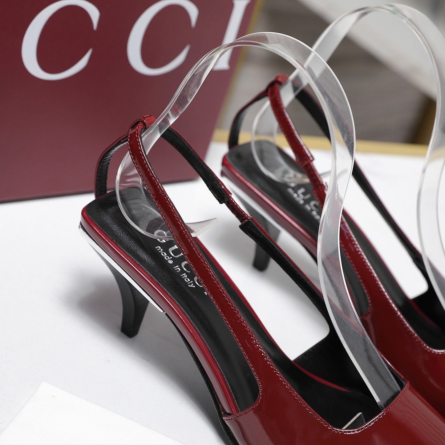 GG 26ss Slingback 60 Dark Red Sheepskin 601092