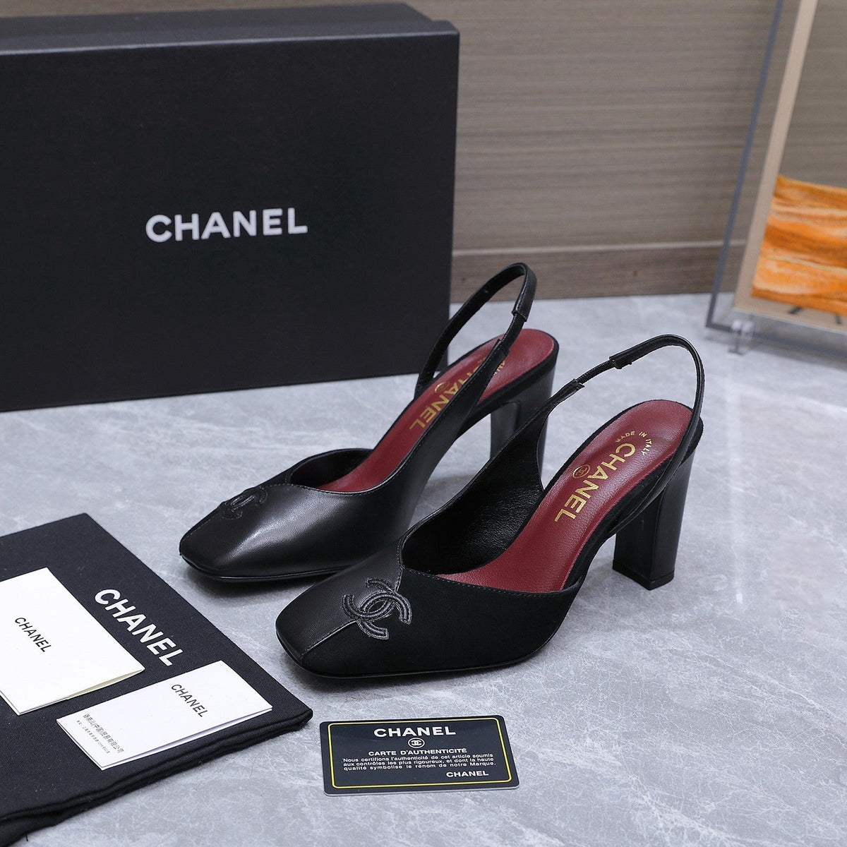 Chanel 2026 High-Heeled Slingback 85mm Black Suede Leather 758410