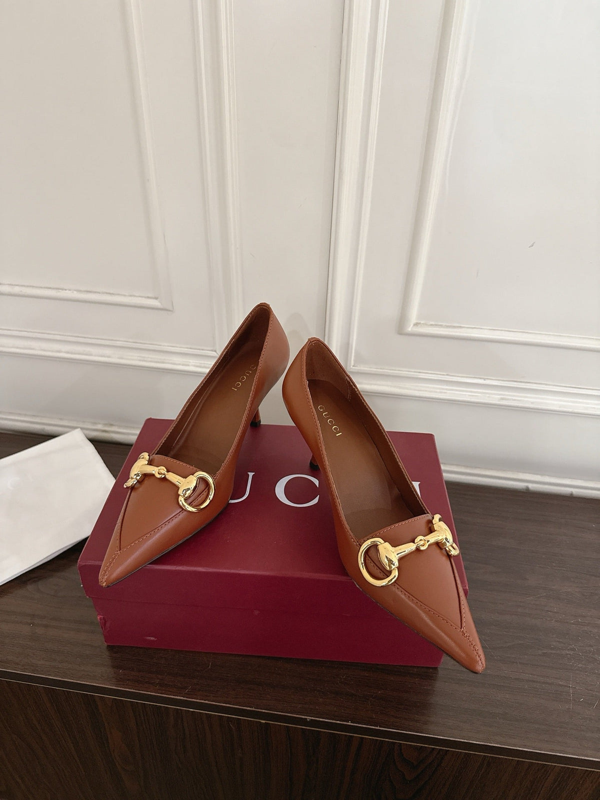 GG Boulevard Pumps 7.5cm Brown Leather 888853