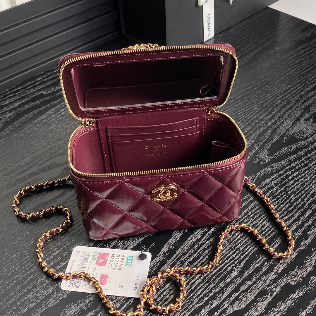 CC 24B Vanity Case 17cm Burgundy Calfskin 286210