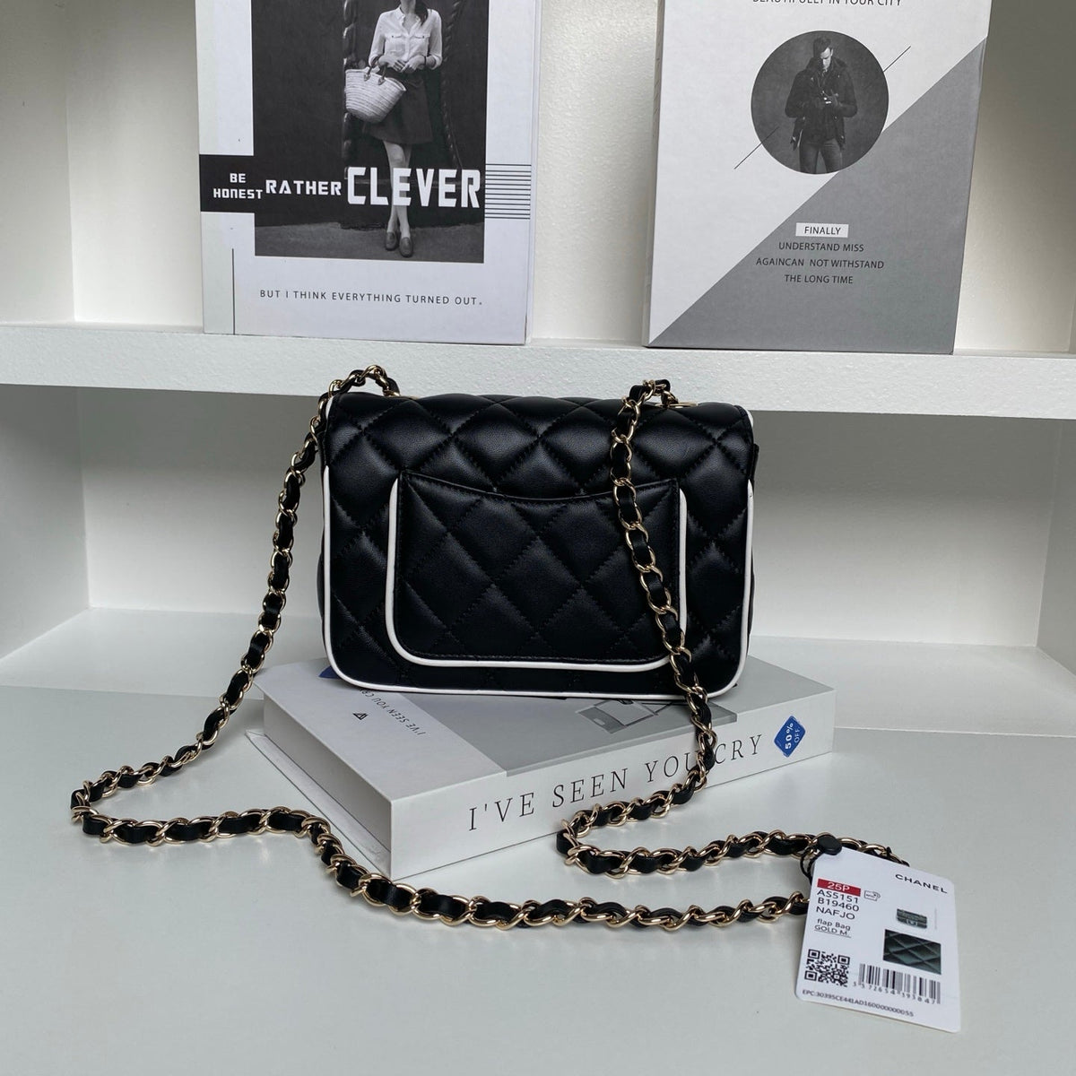 CC Mini Graphic Frame Flap Bag Black Lambskin