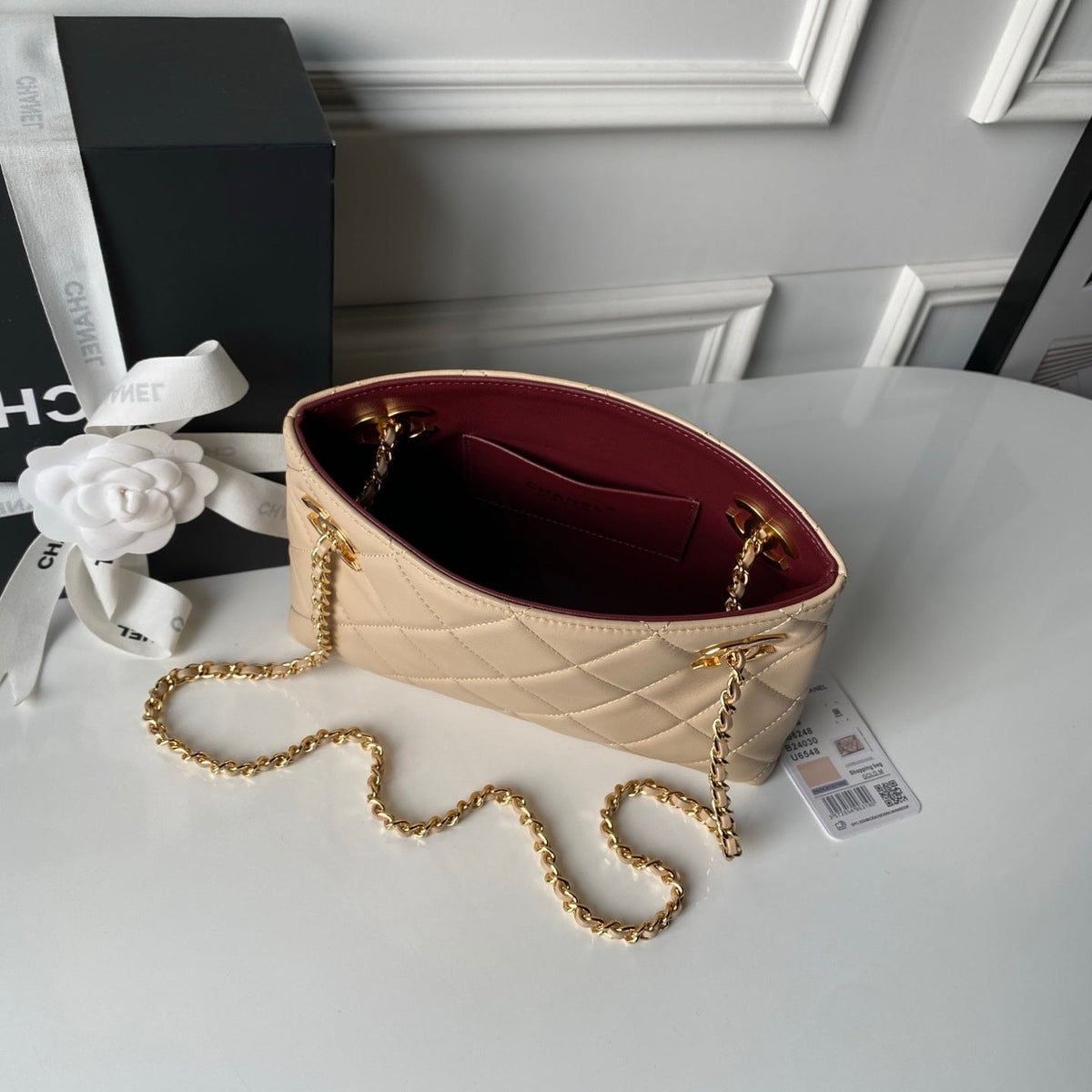 CC AS6248 Small Shopping 25cm Beige Sheepskin