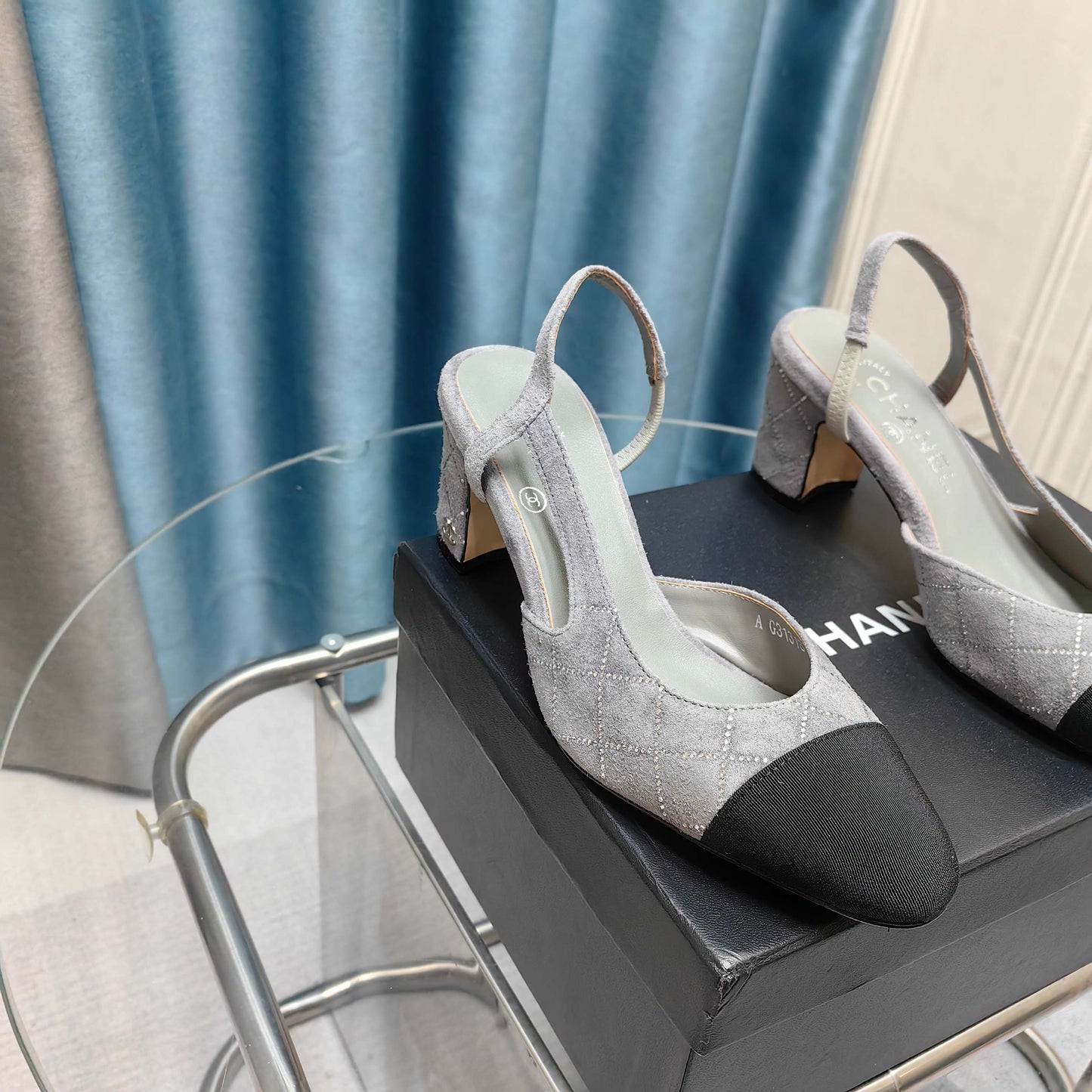 CC 25 Slingback 6.5cm Grey Suede