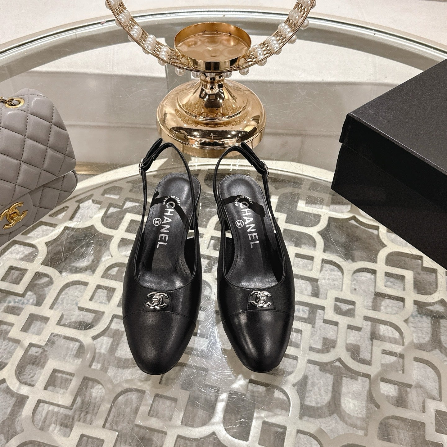 CC 25ss Slingbacks 35mm Black Lambskin & Sheepskin 432606