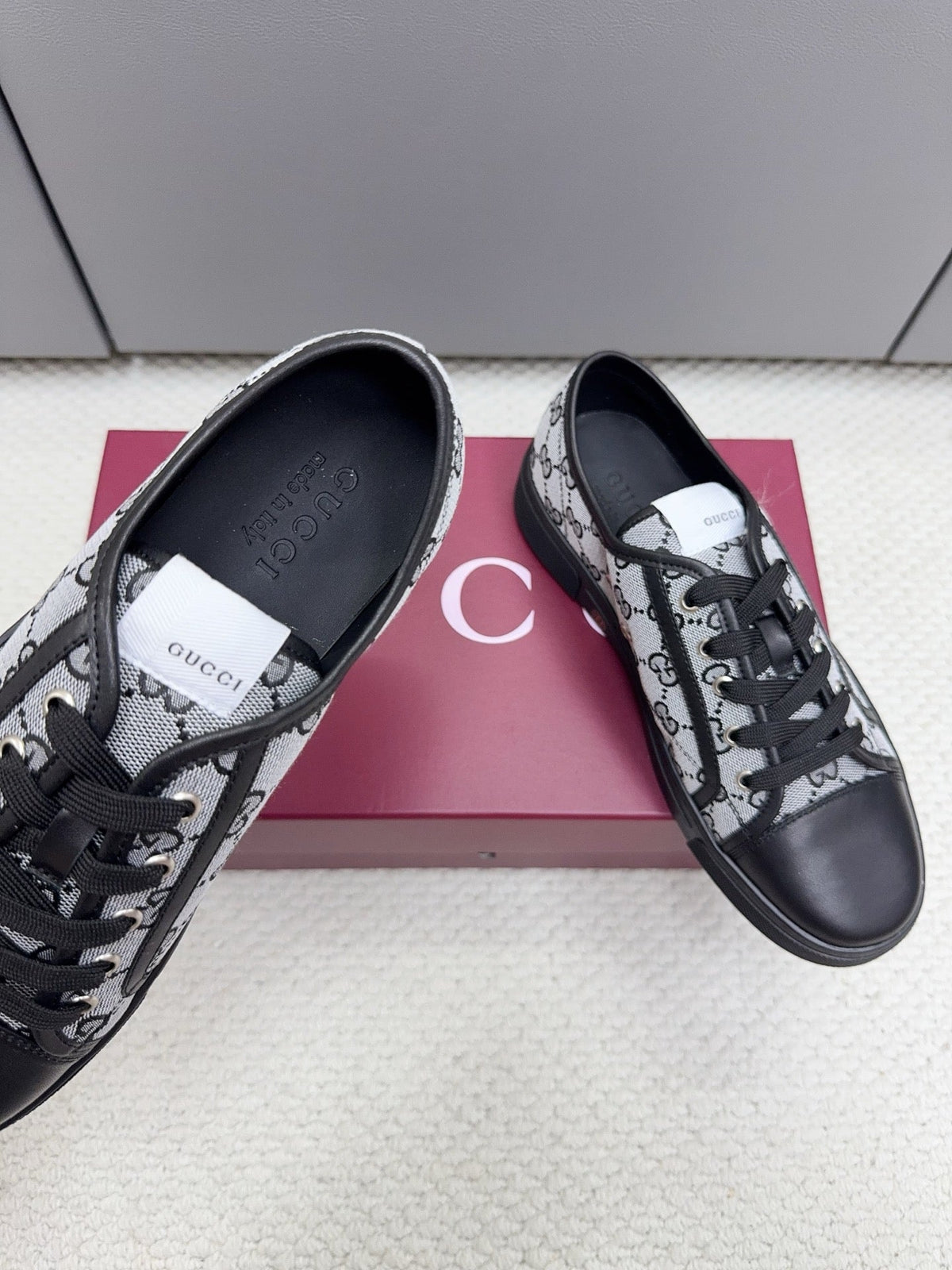 GG Tennis 1977 Sneakers Black White Canvas Leather 788205