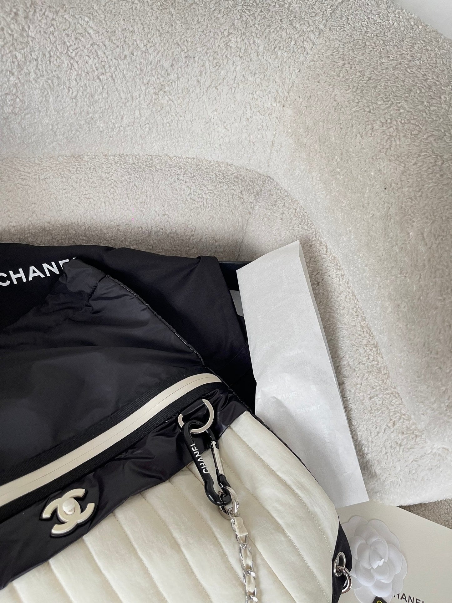 CC 26s Sea Drawstring Backpack Black White Nylon