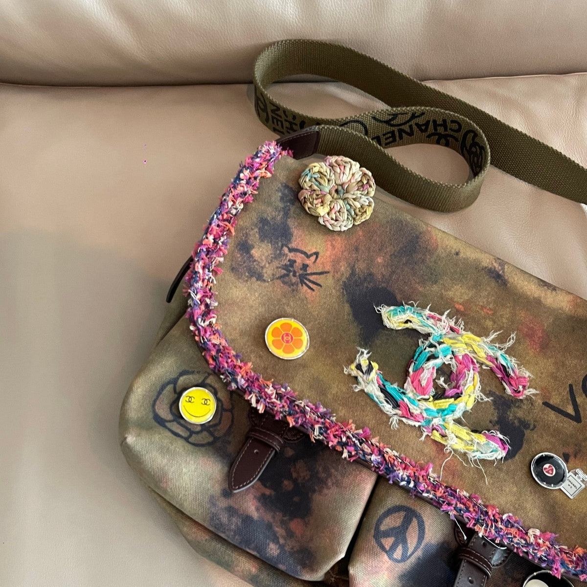 CC Pavements Graffiti Messenger Bag Multicolor Canvas