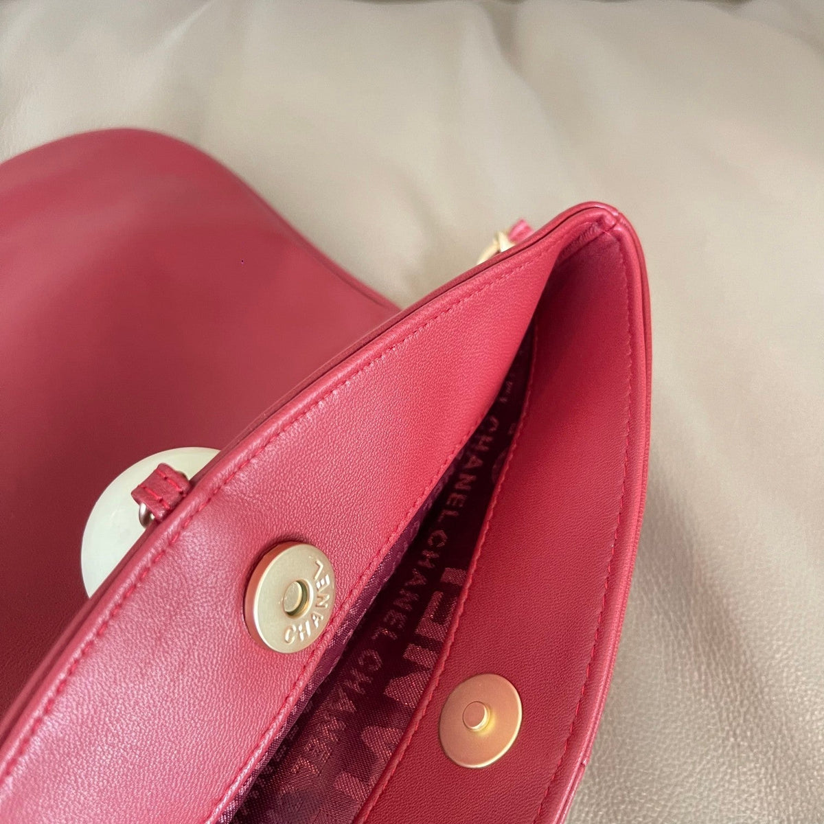 CC 26s Cue Ball Foldover Bag 23cm Red Lambskin