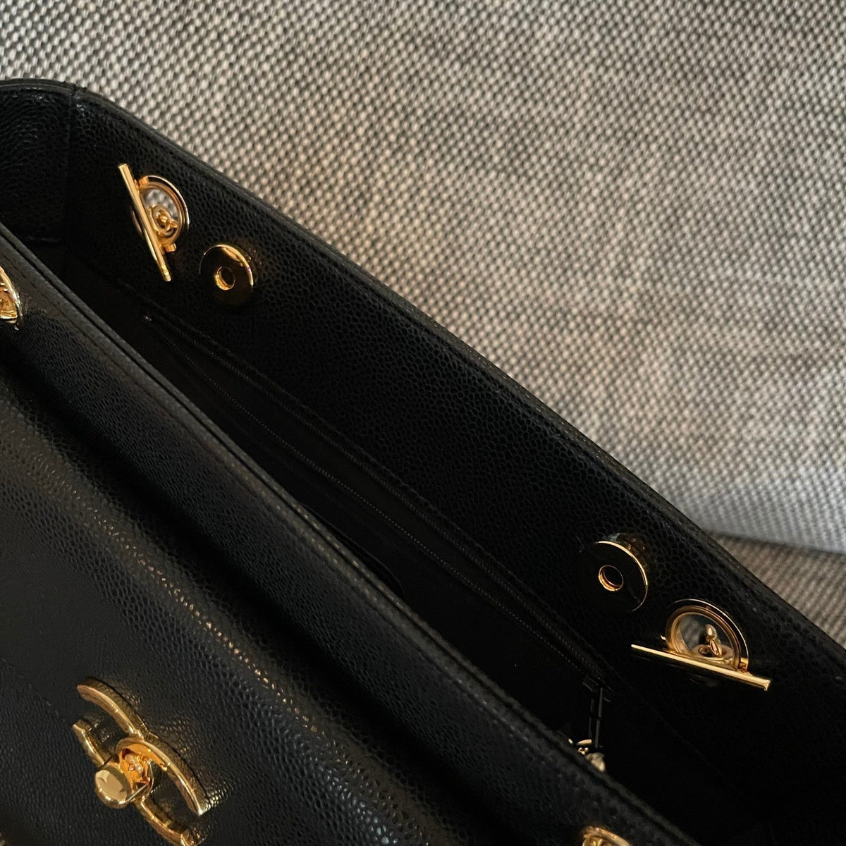 CC 26s Pocket Tote Bag Black Lambskin