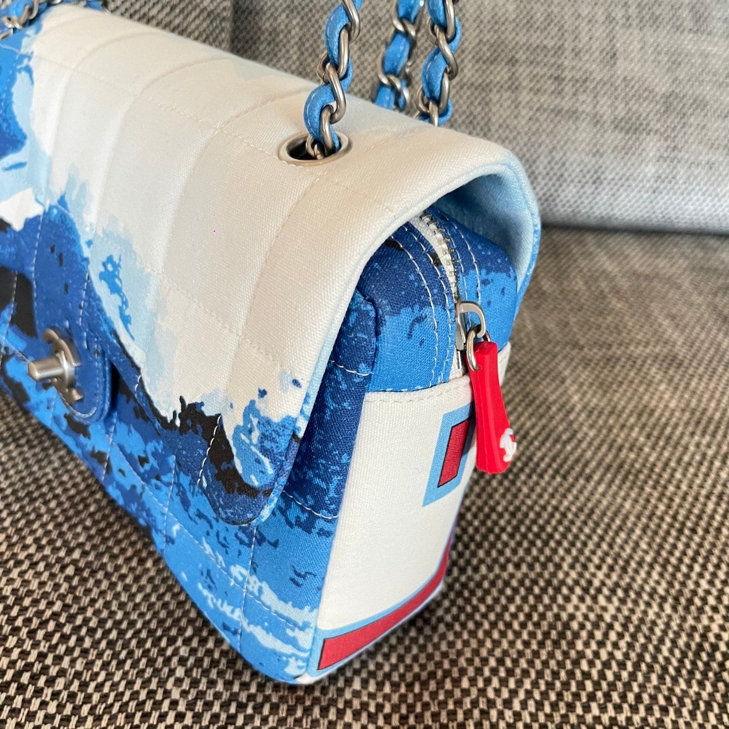 CC Surf Line Choco Bar Flap Bag Blue Canvas