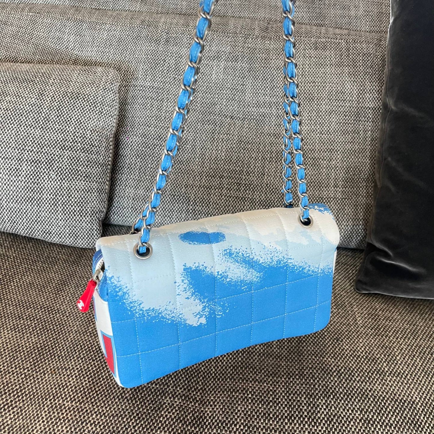 CC Surf Line Choco Bar Flap Bag Blue Canvas